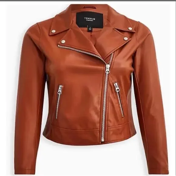 #459 - Torrid Faux Leather Motto Jacket - Picture 1 of 7